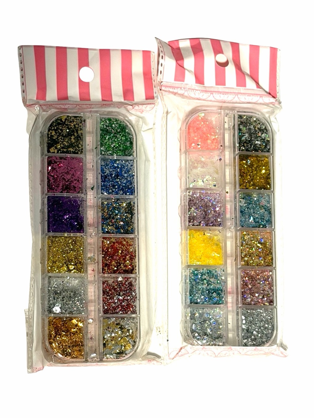Nail Art Glitter Sequins Mix Set Colorful Chunky Sparkle Decor Bundle